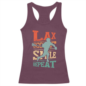 Funny Lax Score Smile Repeat Racerback Tank Top Lax Lacrosse Lover TS11 Maroon Print Your Wear