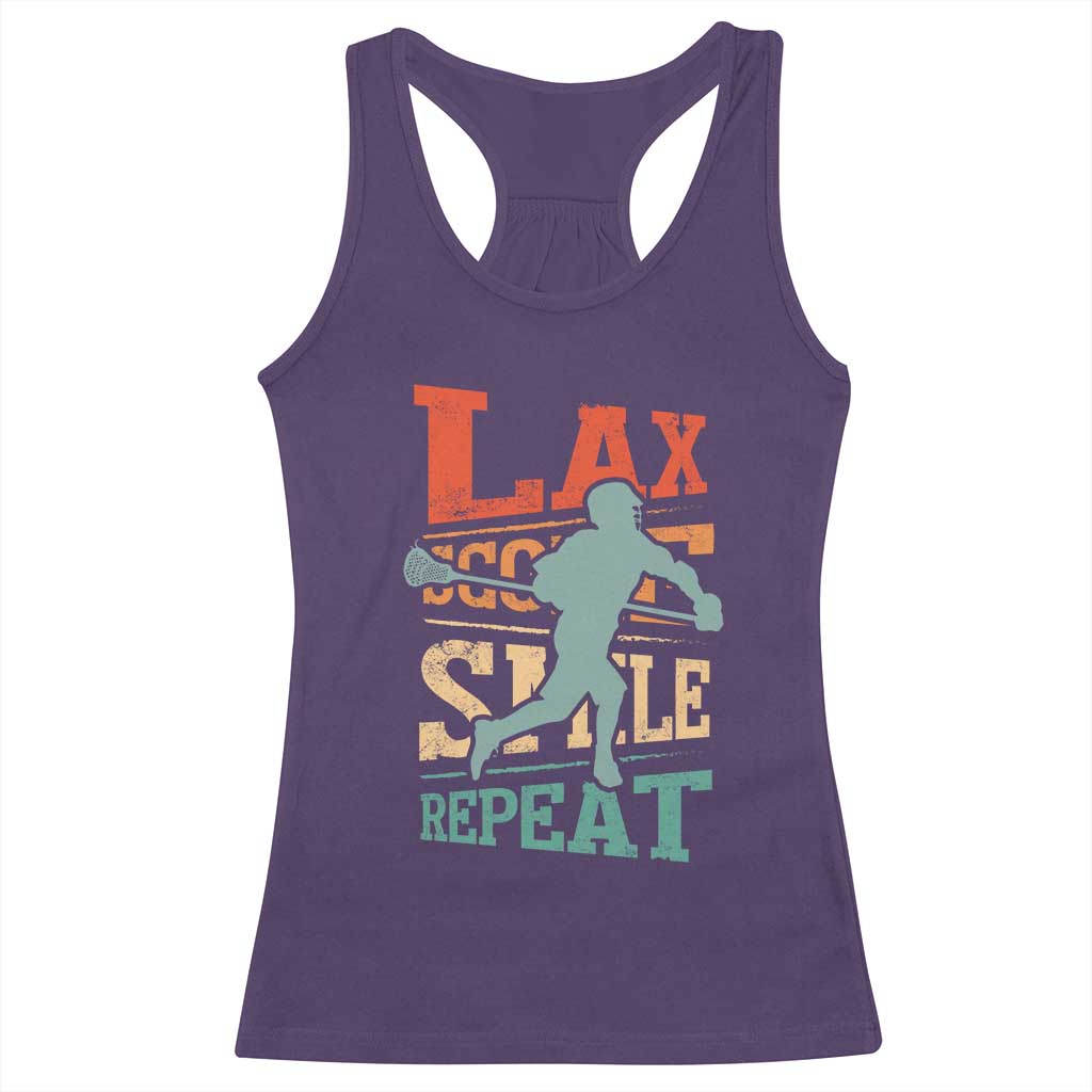 Funny Lax Score Smile Repeat Racerback Tank Top Lax Lacrosse Lover TS11 Purple Print Your Wear