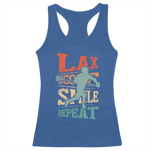 Funny Lax Score Smile Repeat Racerback Tank Top Lax Lacrosse Lover TS11 Royal Blue Print Your Wear