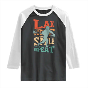 Funny Lax Score Smile Repeat Raglan Shirt Lax Lacrosse Lover TS11 Black White Print Your Wear