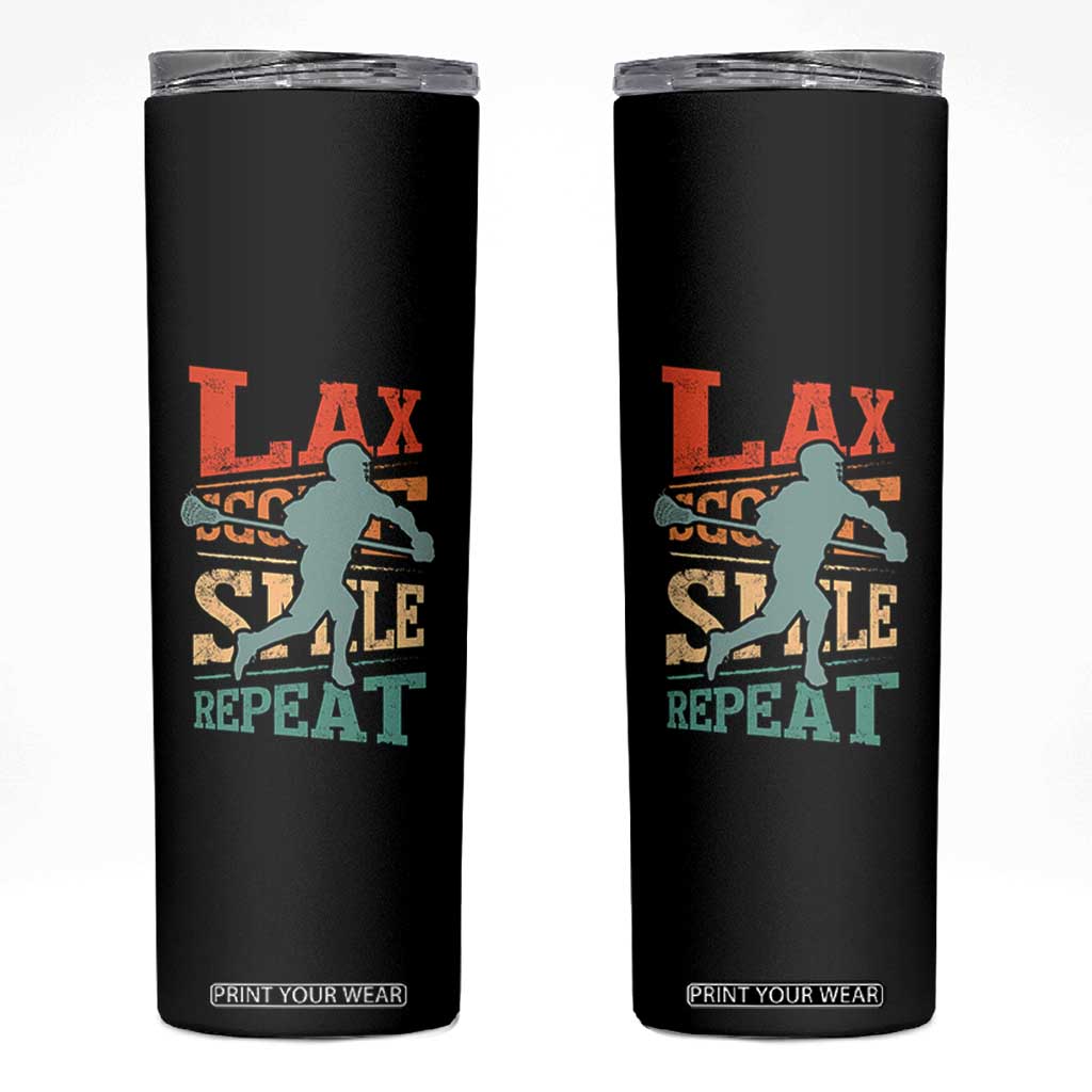 Funny Lax Score Smile Repeat Skinny Tumbler Lax Lacrosse Lover TS11 Black Print Your Wear