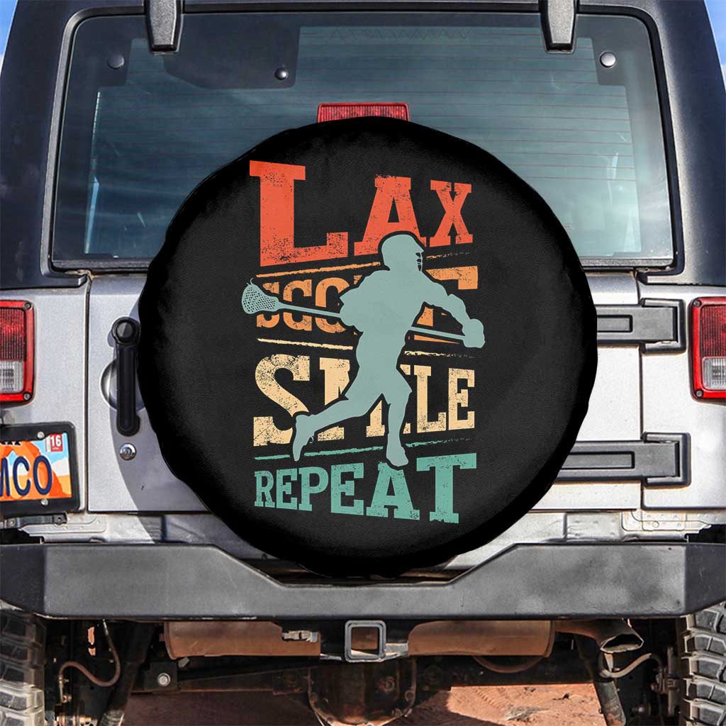 Funny Lax Score Smile Repeat Spare Tire Cover Lax Lacrosse Lover TS11 No hole Black Print Your Wear