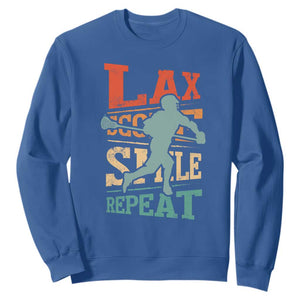 Funny Lax Score Smile Repeat Sweatshirt Lax Lacrosse Lover TS11 Royal Blue Print Your Wear