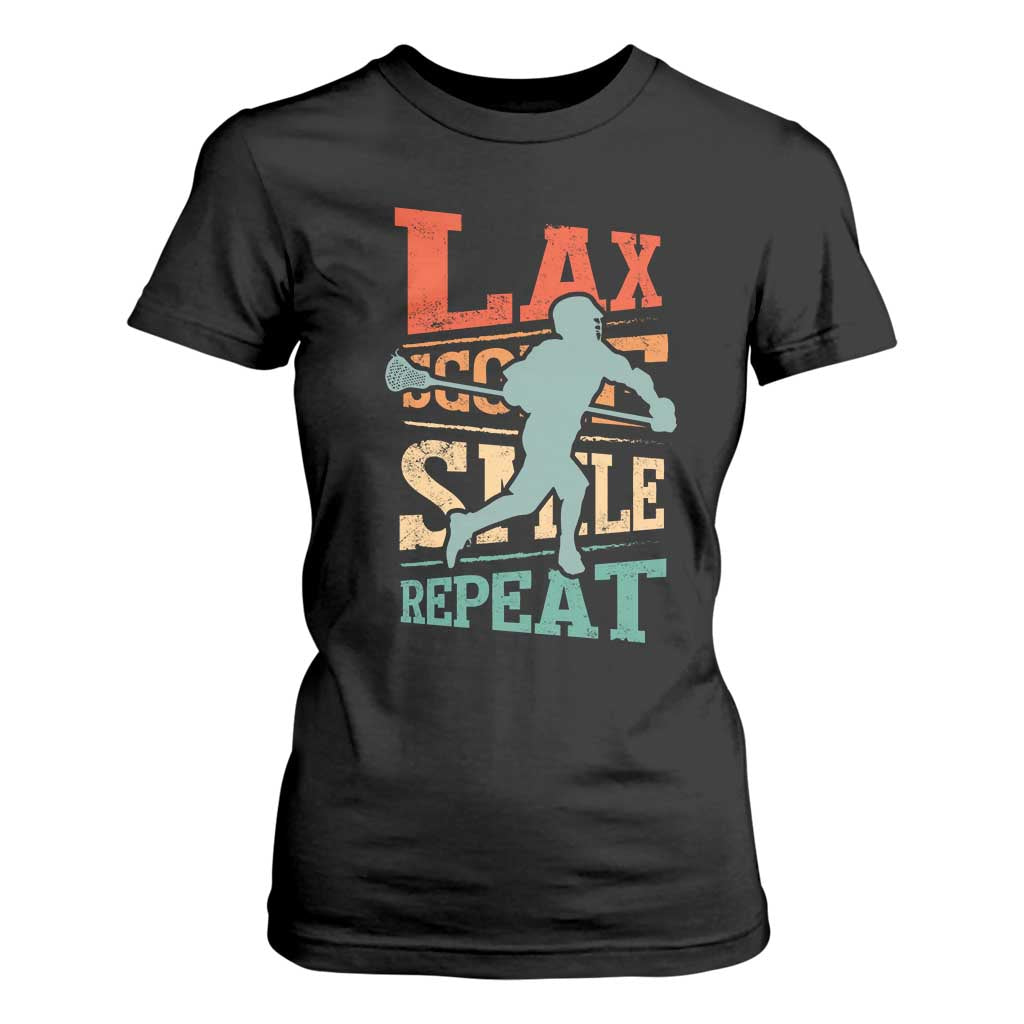 Funny Lax Score Smile Repeat T Shirt For Women Lax Lacrosse Lover TS11 Black Print Your Wear