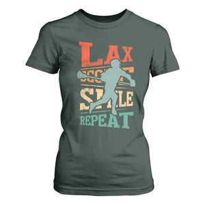 Funny Lax Score Smile Repeat T Shirt For Women Lax Lacrosse Lover TS11 Dark Forest Green Print Your Wear