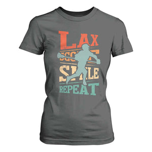 Funny Lax Score Smile Repeat T Shirt For Women Lax Lacrosse Lover TS11 Dark Heather Print Your Wear