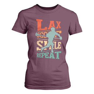 Funny Lax Score Smile Repeat T Shirt For Women Lax Lacrosse Lover TS11 Maroon Print Your Wear