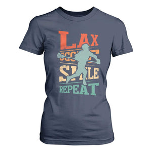 Funny Lax Score Smile Repeat T Shirt For Women Lax Lacrosse Lover TS11 Navy Print Your Wear