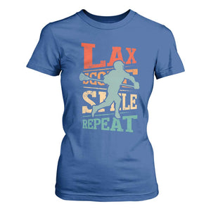 Funny Lax Score Smile Repeat T Shirt For Women Lax Lacrosse Lover TS11 Royal Blue Print Your Wear