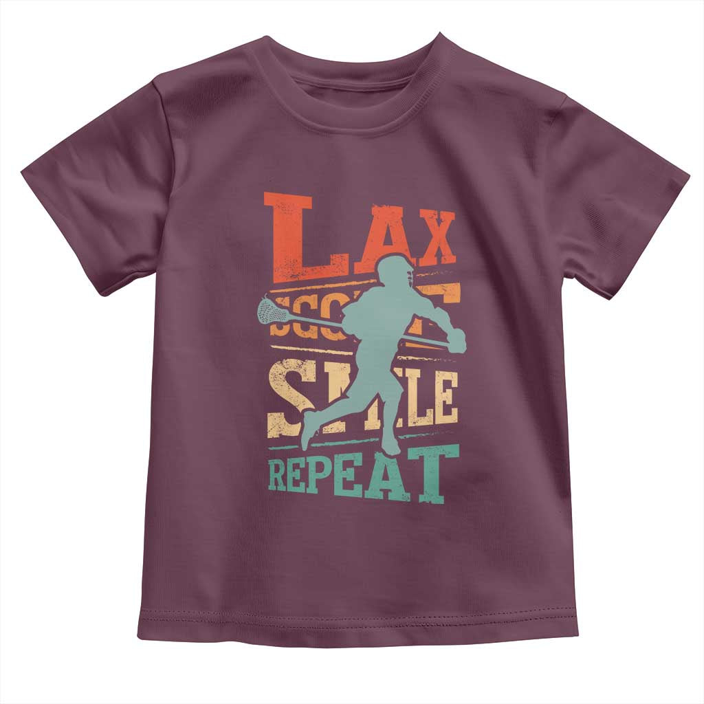 Funny Lax Score Smile Repeat Toddler T Shirt Lax Lacrosse Lover TS11 Maroon Print Your Wear