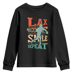 Funny Lax Score Smile Repeat Youth Sweatshirt Lax Lacrosse Lover TS11 Black Print Your Wear