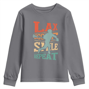 Funny Lax Score Smile Repeat Youth Sweatshirt Lax Lacrosse Lover TS11 Charcoal Print Your Wear