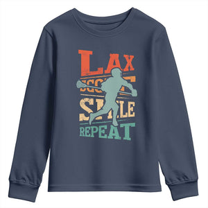 Funny Lax Score Smile Repeat Youth Sweatshirt Lax Lacrosse Lover TS11 Navy Print Your Wear