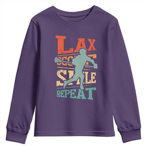 Funny Lax Score Smile Repeat Youth Sweatshirt Lax Lacrosse Lover TS11 Purple Print Your Wear