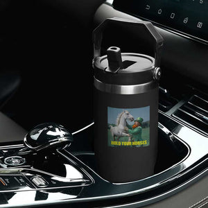 Funny Leprechaun Hold Your Horse Flip Straw Tumbler Unicorn St Patrick's Day TS02 Print Your Wear