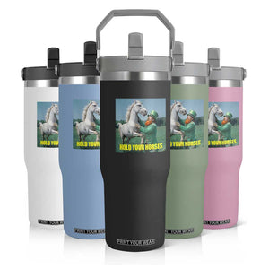 Funny Leprechaun Hold Your Horse Flip Straw Tumbler Unicorn St Patrick's Day TS02 Print Your Wear