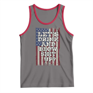 Funny Lets Drink And Blow Shit Up 4th Of July Beer Drinking Tank Top American Flag TS11 Deep Heather Red Print Your Wear