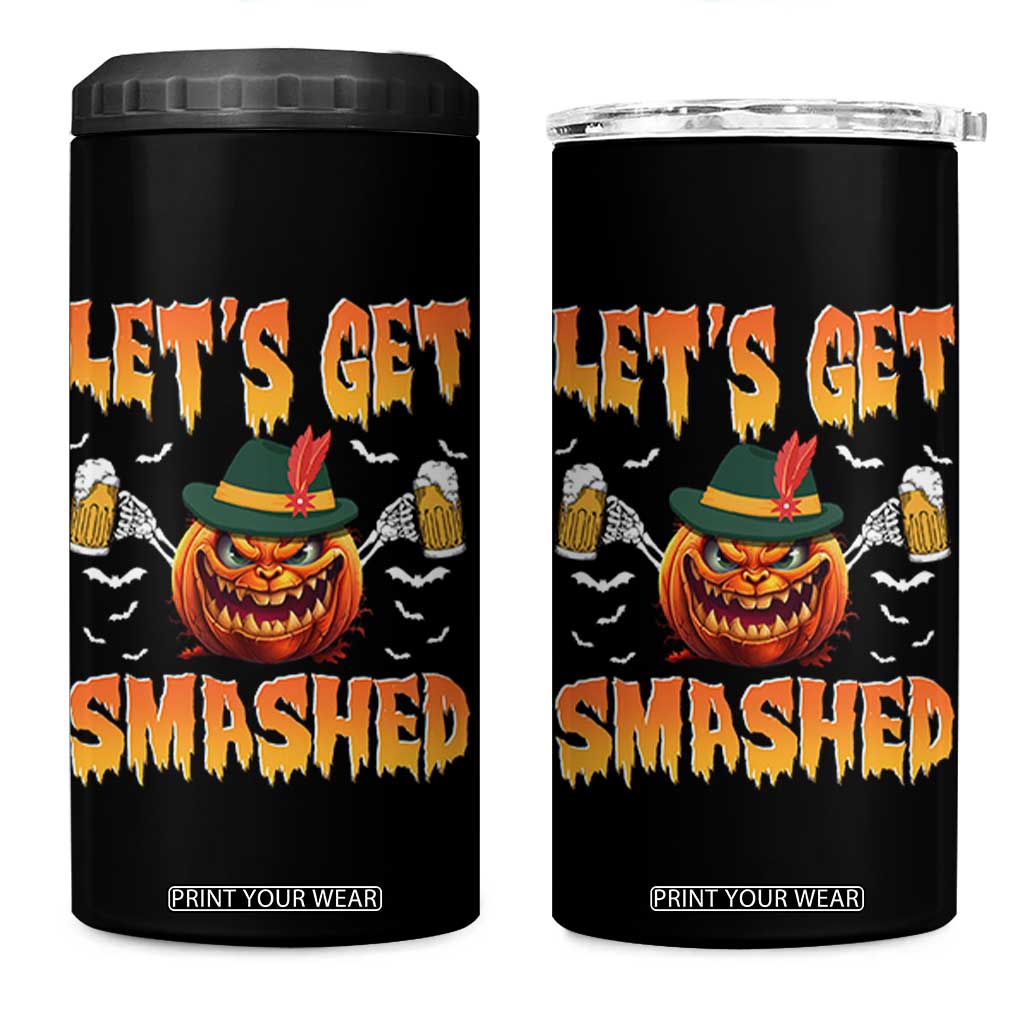 Funny Let's Get Smashed 4 in 1 Can Cooler Tumbler Oktoberfest Pumpkin Beer Tyrolean Hat TS11 One Size: 16 oz Black Print Your Wear
