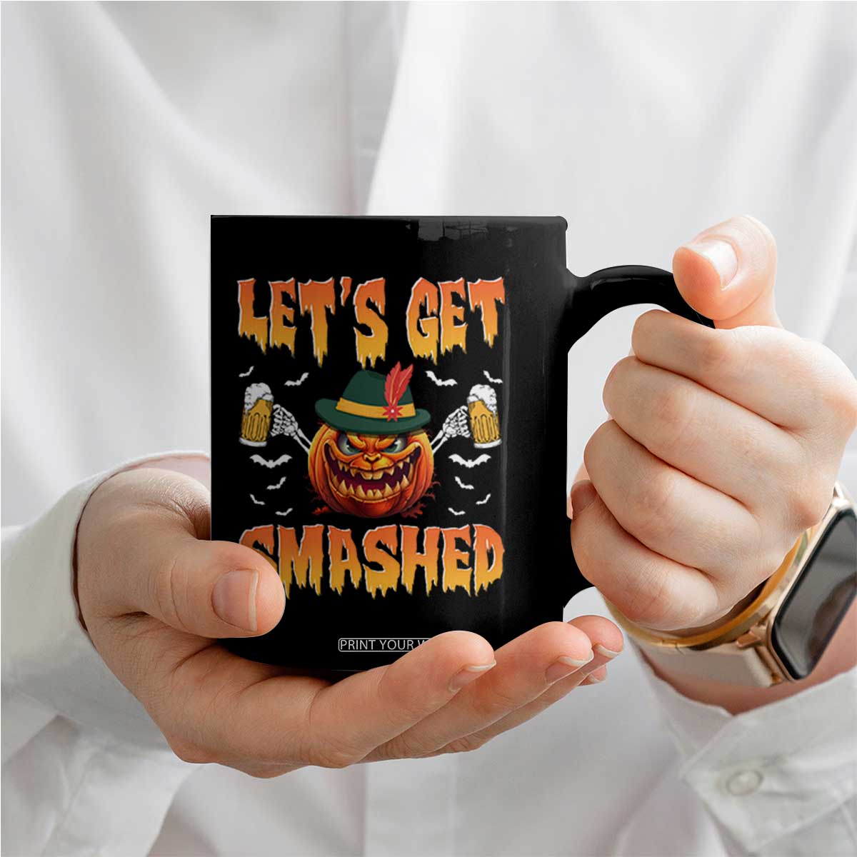 Funny Let's Get Smashed Coffee Mug Oktoberfest Pumpkin Beer Tyrolean Hat TS11 Print Your Wear