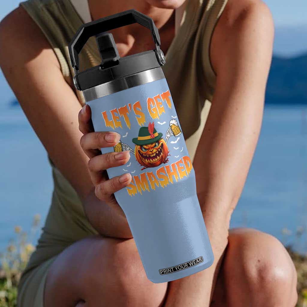 Funny Let's Get Smashed Flip Straw Tumbler Oktoberfest Pumpkin Beer Tyrolean Hat TS11 One Size: 30 oz Light Blue Print Your Wear