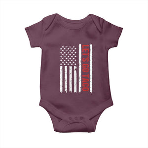 Funny Let's Go Taco Baby Onesie Stars and Stripes Political Satire TS02 Maroon Print Your Wear