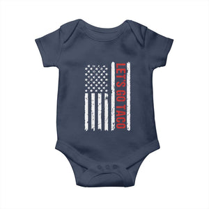 Funny Let's Go Taco Baby Onesie Stars and Stripes Political Satire TS02 Navy Print Your Wear