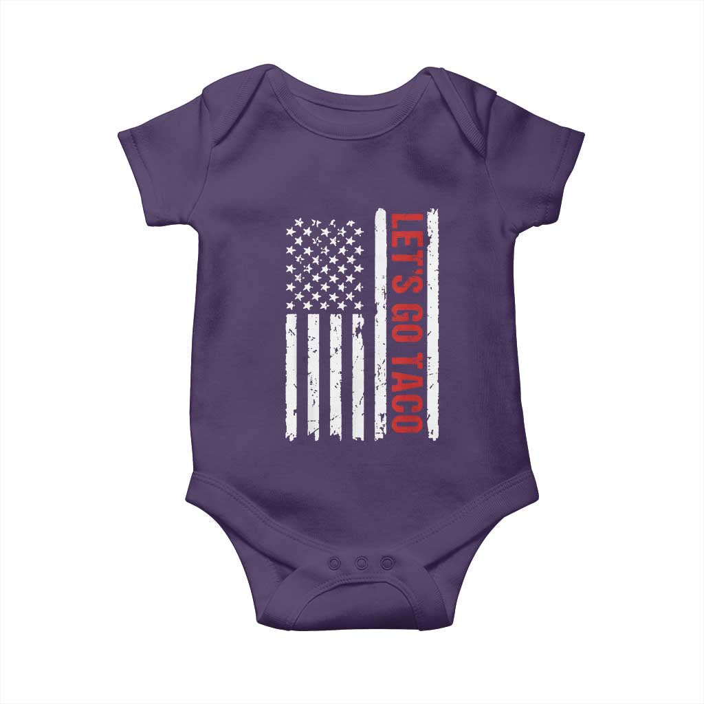 Funny Let's Go Taco Baby Onesie Stars and Stripes Political Satire TS02 Purple Print Your Wear