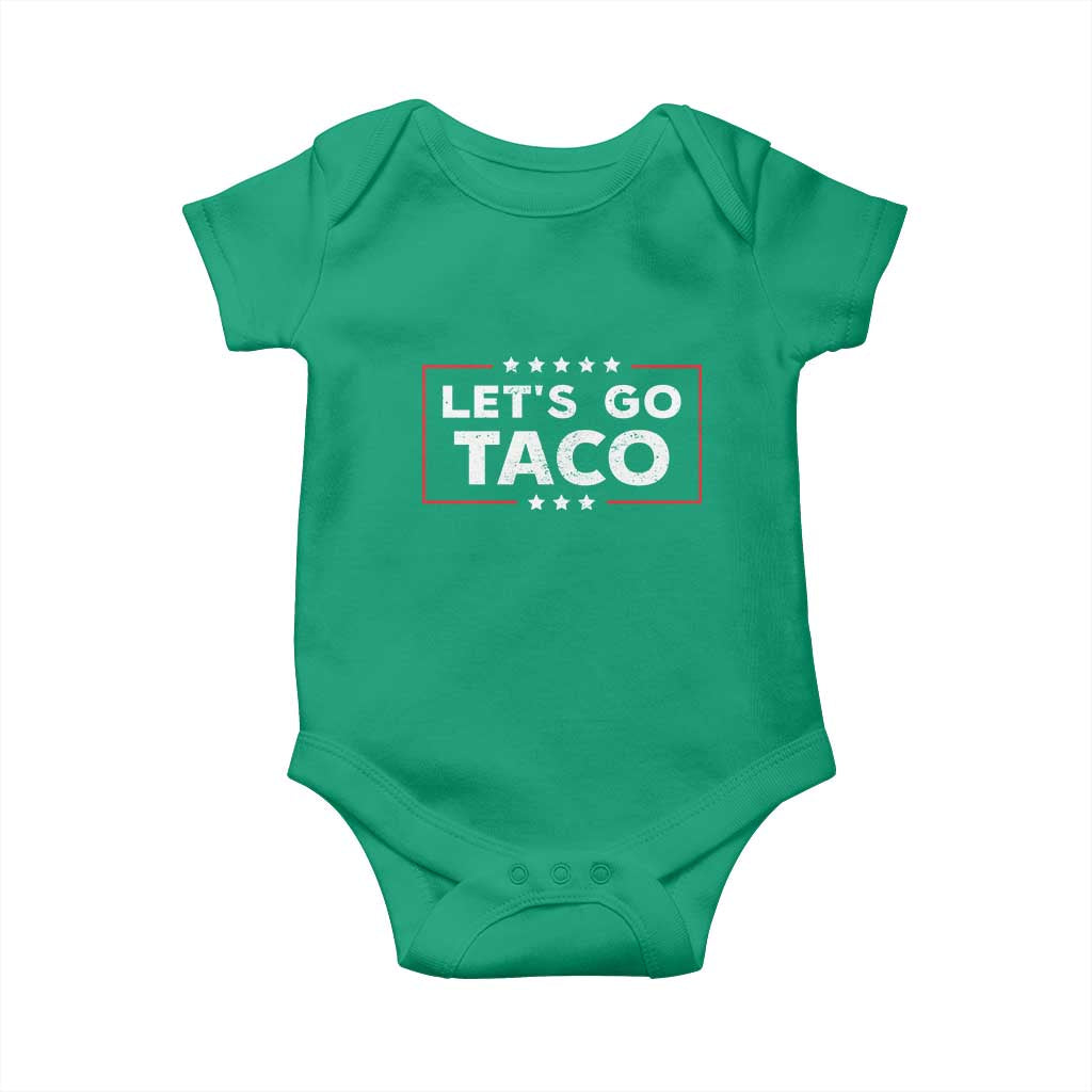 Funny Let's Go Taco Baby Onesie Vintage Star Stripes TS11 Irish Green Print Your Wear