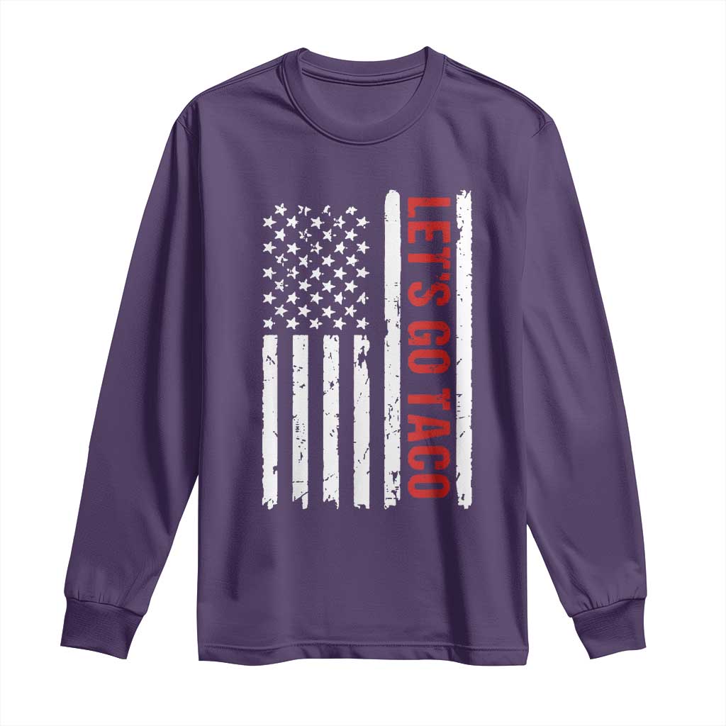 Funny Let's Go Taco Long Sleeve Shirt Stars and Stripes Political Satire TS02 Purple Print Your Wear