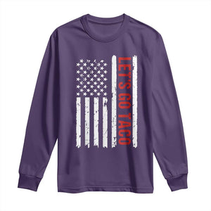 Funny Let's Go Taco Long Sleeve Shirt Stars and Stripes Political Satire TS02 Purple Print Your Wear
