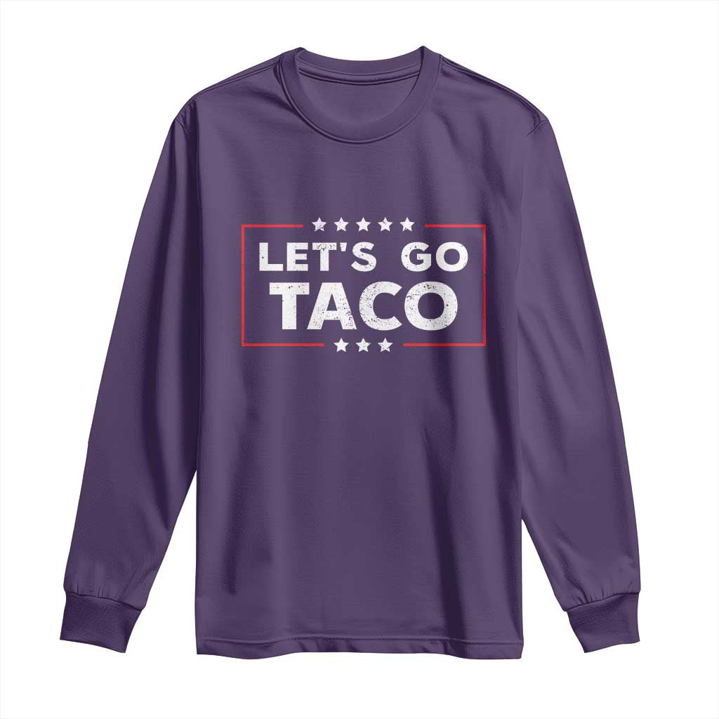 Funny Let's Go Taco Long Sleeve Shirt Vintage Star Stripes TS11 Purple Print Your Wear