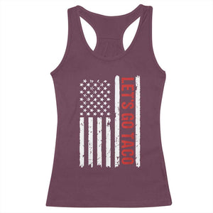 Funny Let's Go Taco Racerback Tank Top Stars and Stripes Political Satire TS02 Maroon Print Your Wear