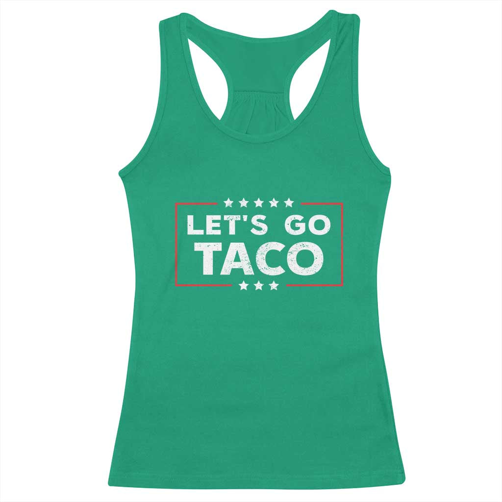Funny Let's Go Taco Racerback Tank Top Vintage Star Stripes TS11 Irish Green Print Your Wear