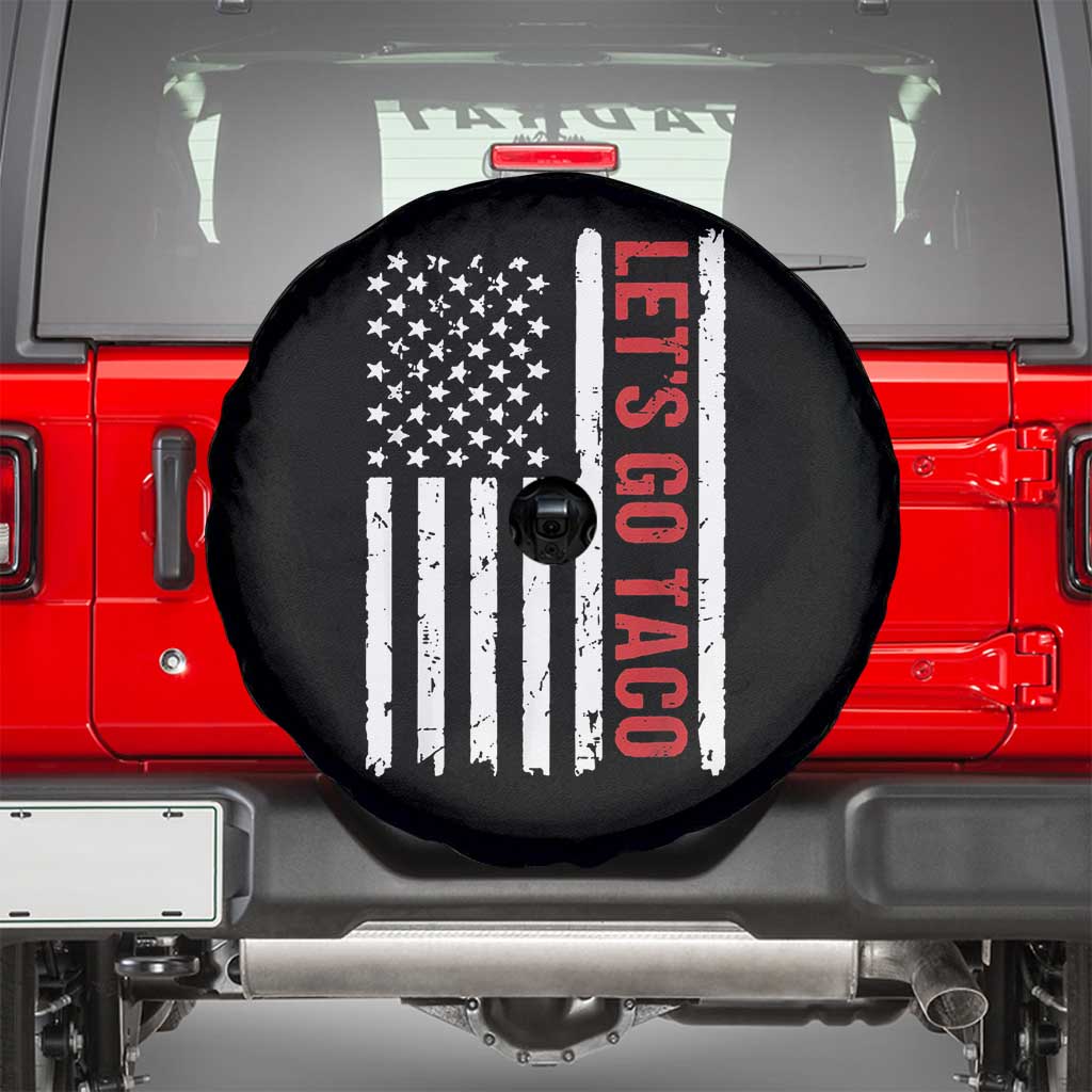 Funny Let's Go Taco Spare Tire Cover Stars and Stripes Political Satire TS02 Black Print Your Wear