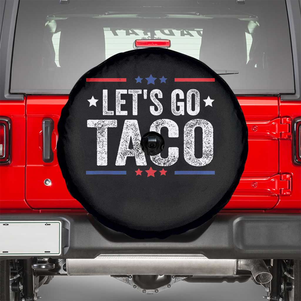 Funny Lets Go Taco Spare Tire Cover Trump Always Chickens Out Humor American Flag TS02 Black Print Your Wear