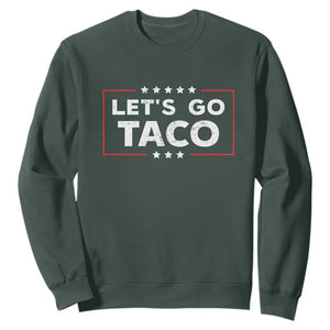 Funny Let's Go Taco Sweatshirt Vintage Star Stripes TS11 Dark Forest Green Print Your Wear