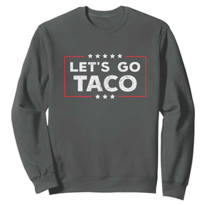 Funny Let's Go Taco Sweatshirt Vintage Star Stripes TS11 Dark Heather Print Your Wear