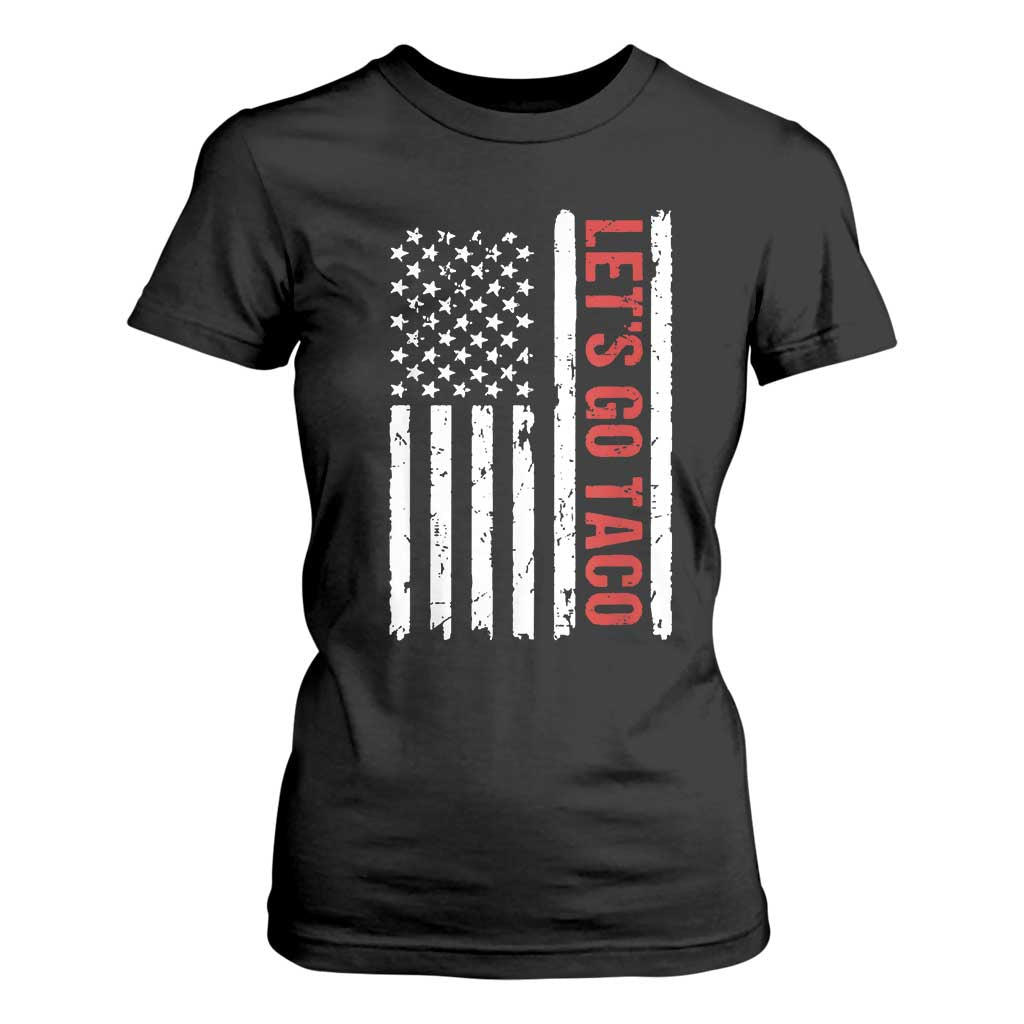 Funny Let's Go Taco T Shirt For Women Stars and Stripes Political Satire TS02 Black Print Your Wear