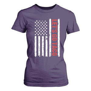 Funny Let's Go Taco T Shirt For Women Stars and Stripes Political Satire TS02 Purple Print Your Wear
