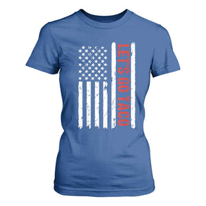 Funny Let's Go Taco T Shirt For Women Stars and Stripes Political Satire TS02 Royal Blue Print Your Wear