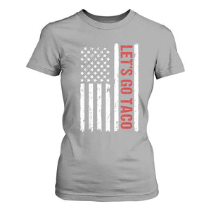 Funny Let's Go Taco T Shirt For Women Stars and Stripes Political Satire TS02 Sport Gray Print Your Wear