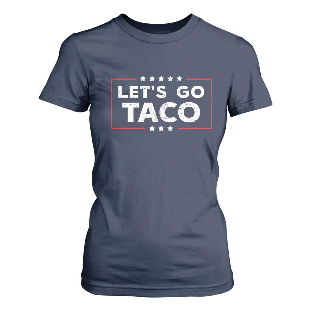 Funny Let's Go Taco T Shirt For Women Vintage Star Stripes TS11 Navy Print Your Wear