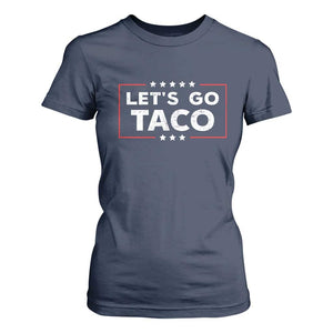 Funny Let's Go Taco T Shirt For Women Vintage Star Stripes TS11 Navy Print Your Wear