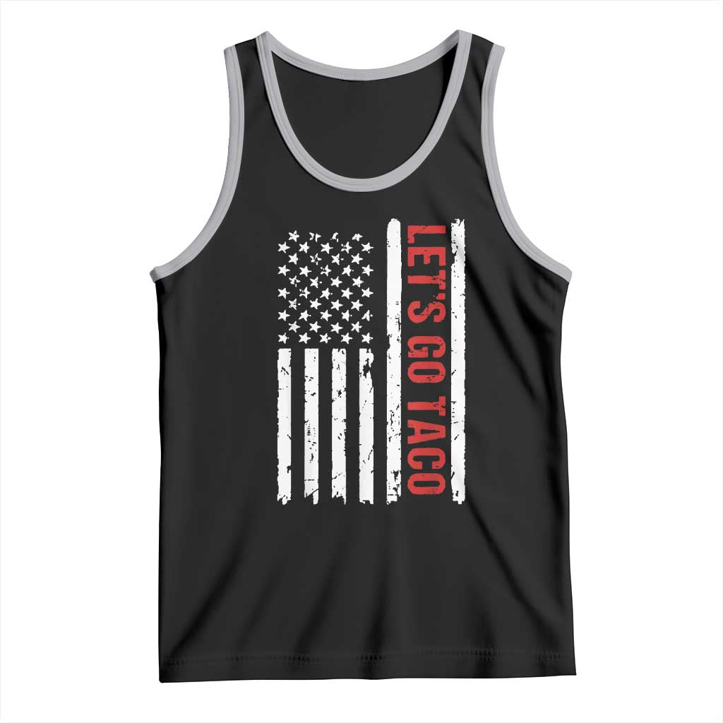 Funny Let's Go Taco Tank Top Stars and Stripes Political Satire TS02 Black Athletic Heather Print Your Wear