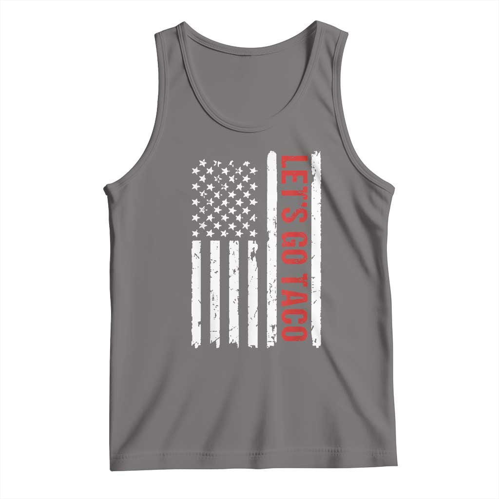 Funny Let's Go Taco Tank Top Stars and Stripes Political Satire TS02 Deep Heather Print Your Wear