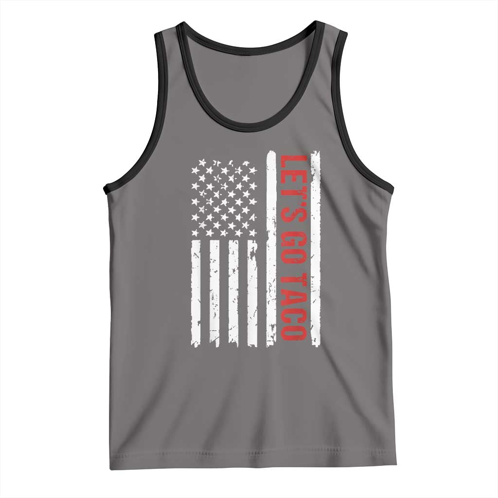 Funny Let's Go Taco Tank Top Stars and Stripes Political Satire TS02 Deep Heather Black Print Your Wear