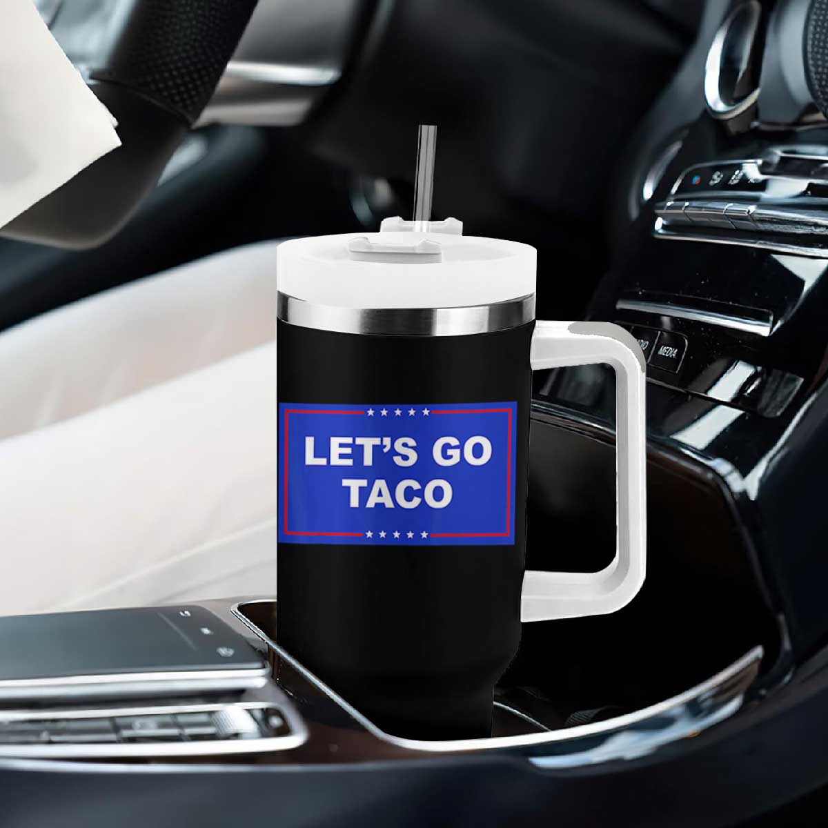 Funny Let's Go Taco Tumbler With Handle Trump Always Chickens Out Tacos Humor TS02 Print Your Wear