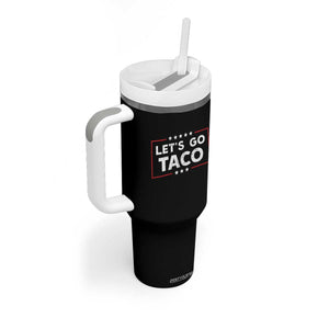 Funny Let's Go Taco Tumbler With Handle Vintage Star Stripes TS11 Print Your Wear