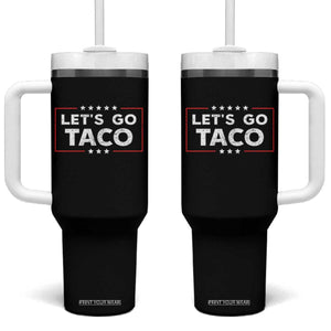 Funny Let's Go Taco Tumbler With Handle Vintage Star Stripes TS11 One Size: 40 oz Black Print Your Wear