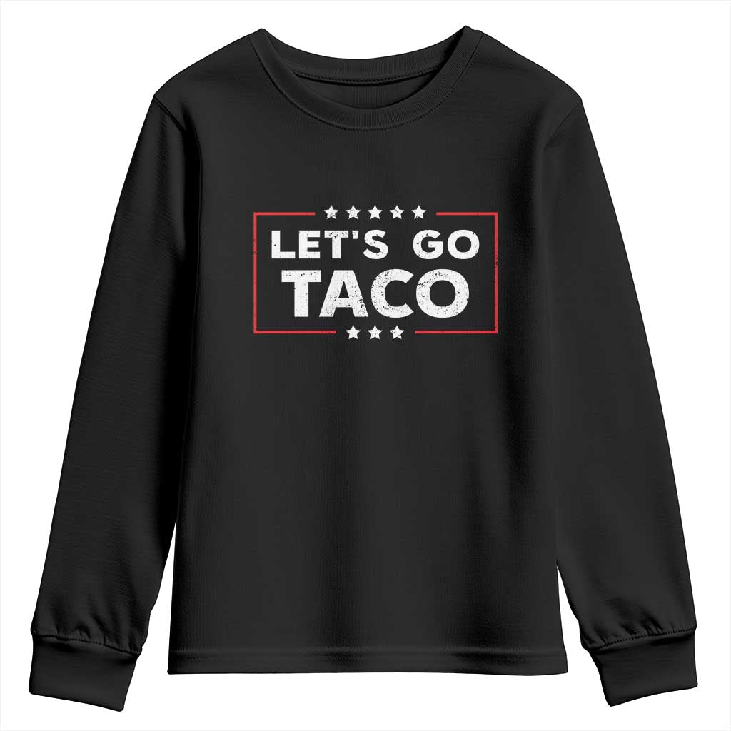 Funny Let's Go Taco Youth Sweatshirt Vintage Star Stripes TS11 Black Print Your Wear